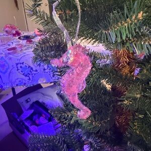 Pink Seahorse Holiday Ornament